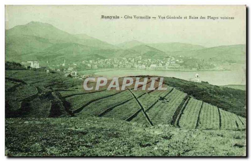 Old Postcard Côte Vermeille Banyuls General view of nearby beaches and bays