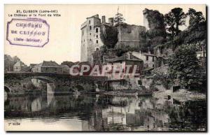 Clisson Old Postcard The castle and city bridge