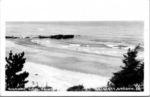 Vintage 1946 Highway View Point Beach Scene Nelscott Oregon OR RPPC Postcard