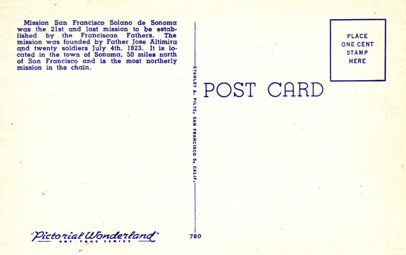 Sonoma, California - The Mission San Francisco Solano de Sonoma - in the 1940s