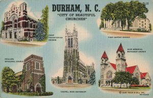 Durham North Carolina Churches Postcard 2T6-558