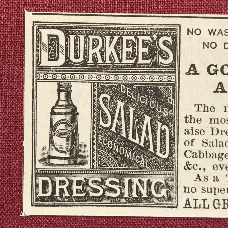  Victorian Original 1884 Print Ad Durkee's Salad Dressing 2V1-27 