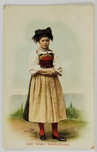 Switzerland Girl in Costume Aargau Argovie (Fricktal) Postcard R13