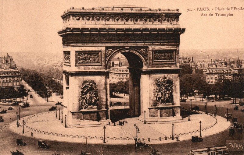 Vintage Postcard 1910's Place De L'Etoile Arc De Triomphe Monument Paris France 