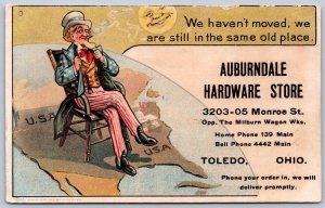 K23/ Toledo Ohio Postcard c1910 Uncle Sam Auburndale Hardware Store 400