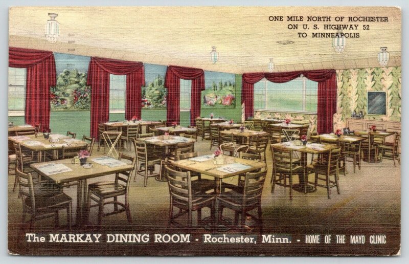 Rochester Minnesota~Markay Dining Room~1952 Linen~To Wm Henricks~Scotch Grove IA 