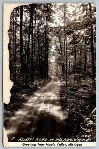 RPPC  Greetings From  Maple Valley  Michigan  Northwoods   Postcard  1946