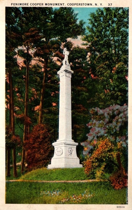 New York Cooperstown Fenimore Cooper Monument Curteich