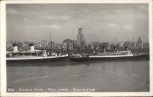 Steamships - Darsena Norte Buenos Aires Real Photo Postcard