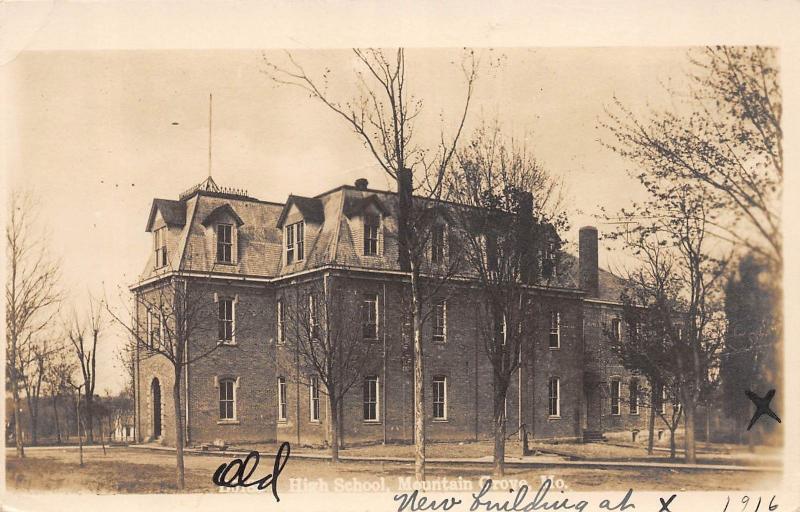 Missouri Mo Postcard RPPC c1910 MOUNTAIN GROVE High School Building