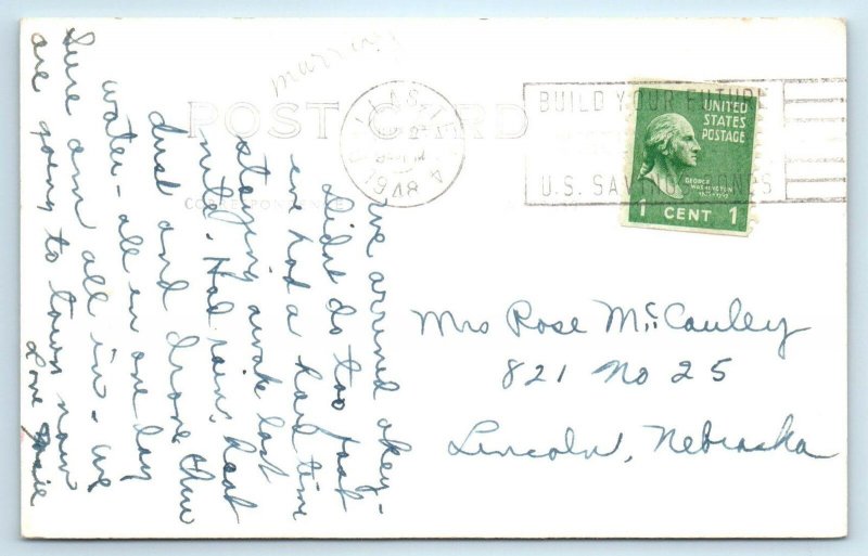 RPPC DAVIS, OK Oklahoma ~ TURNER FALLS  1948  Garvin County Postcard