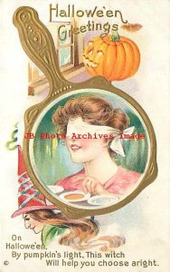 Halloween, Stecher No 248 F, Blind Folded Woman Framed by Mirror