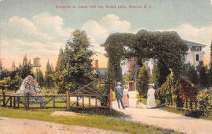 Monroe New York Entrance to Cedar Cliff Inn, Round Lake Color Litho. PC U1817