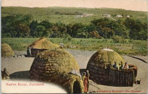 Native Kraal Zululand South Africa c1908 Postcard F92