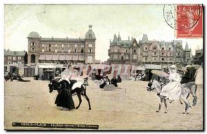 Old Postcard Berck Beach The beach in front of & # 39Eden Casino Donkey mule