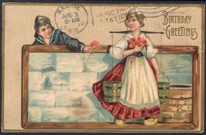 Birthday Greetings,Dutch Boy and Girl