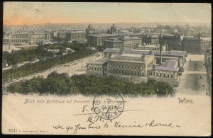 Wien. Blick vom Rathhaus auf Parlament und k. k. Hofmuseen. Individed back. 1903