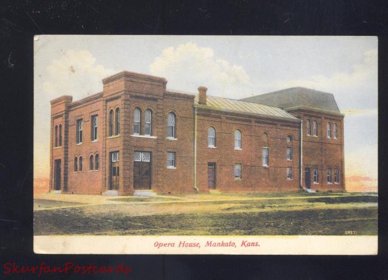 MANKATO KANSAS OPERA HOUSE THEATRE ANTIQUE VINTAGE POSTCARD