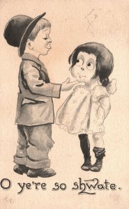 1912 O Ye're So Swhate Funny Comic Card Children Gestures, Vintage Postcard