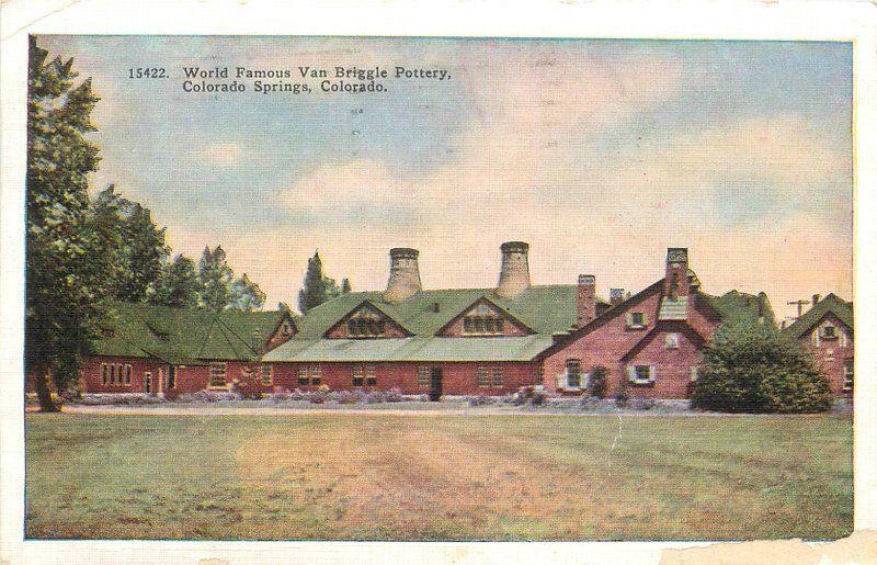 1948 Van Briggle Pottery roadside Colorado Springs Colorado HTT CO postcard 1053