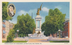 Baltimore MD, Maryland - Francis Scott Key Monument at Eutaw Place - Linen