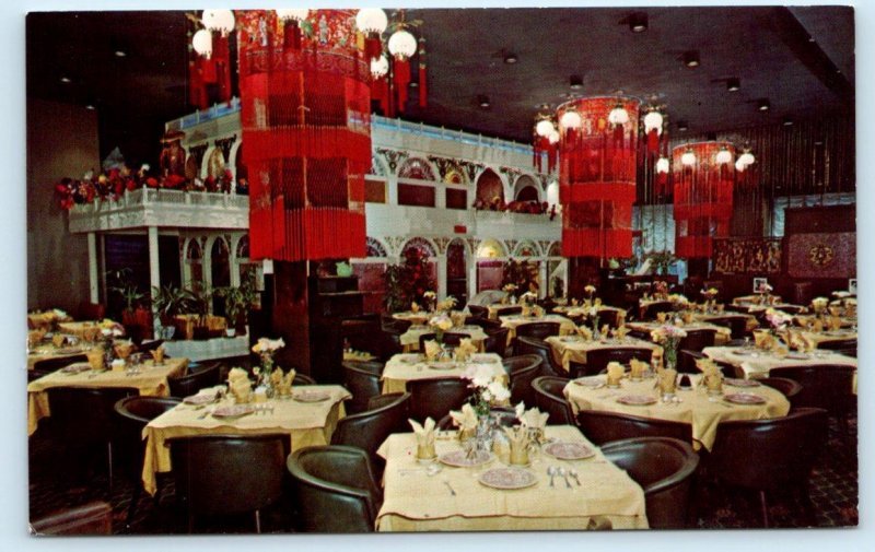 NEW YORK, NY ~Interior CHINA PEACE RESTAURANT West 44th Street 1960-70s Postcard