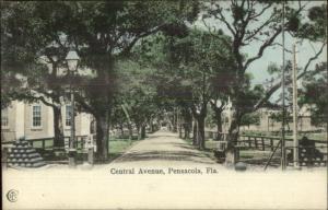 Pensacola FL Central Ave c1905 Postcard EXC COND