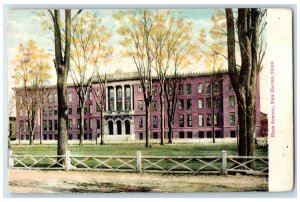 c1905's High School Exterior Roadside New Haven Connecticut CT Unposted Postcard