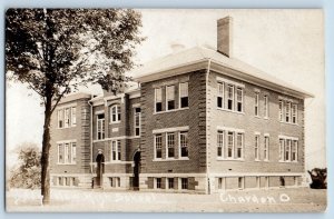 Chardon Ohio OH Postcard RPPC Photo New High School Building c1910's Antique