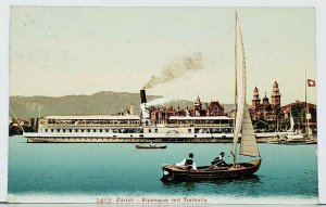 Zurich 1909 Alpenquai mit Tonhalle posted to Redlands California Postcard J13