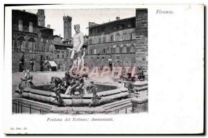 Old Postcard Fontana del Nettuno Ammannati Florence