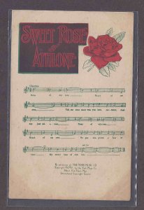 Ca 1905-1906 SWEET ROSE, RARE MUSIC POST CARD W/LYRICS & ILLUSTRATED IN COLOR