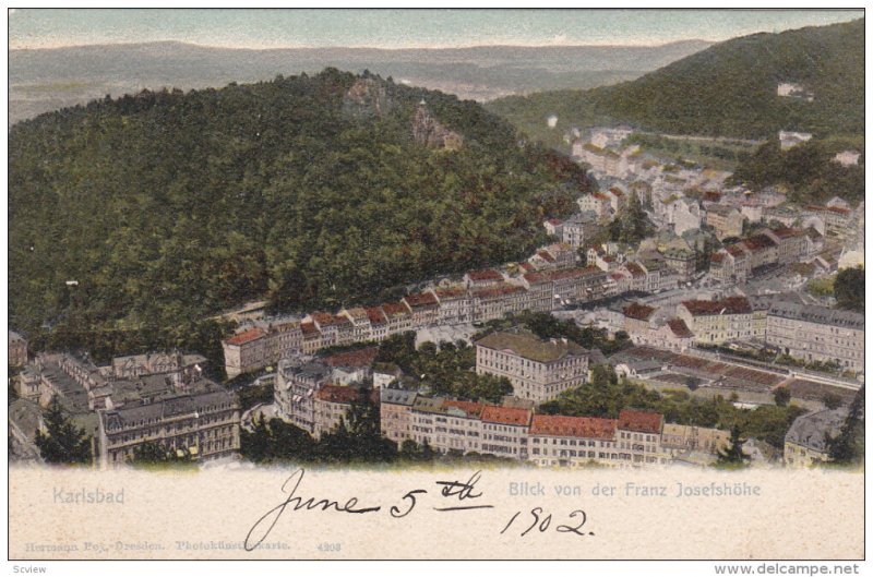 KARLSBAD, Czech Republic, 1900-1910's; Blick Von Der Franz Josefshohe