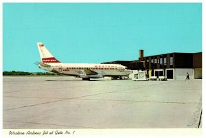 Western Airlines Boeing 737 Joe Foss Field Sioux Falls South Dakota Postcard