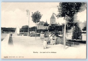 Ouchy Lausanne Switzerland Postcard The Quay and the Castle c1905 Antique