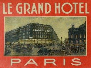 1940's-50's Le Grand Hotel Paris, France Luggage Label Original E17