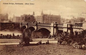 RPPC PRINCESS BRIDGE MELBOURNE AUSTRALIA STAMP REAL PHOTO POSTCARD 1915