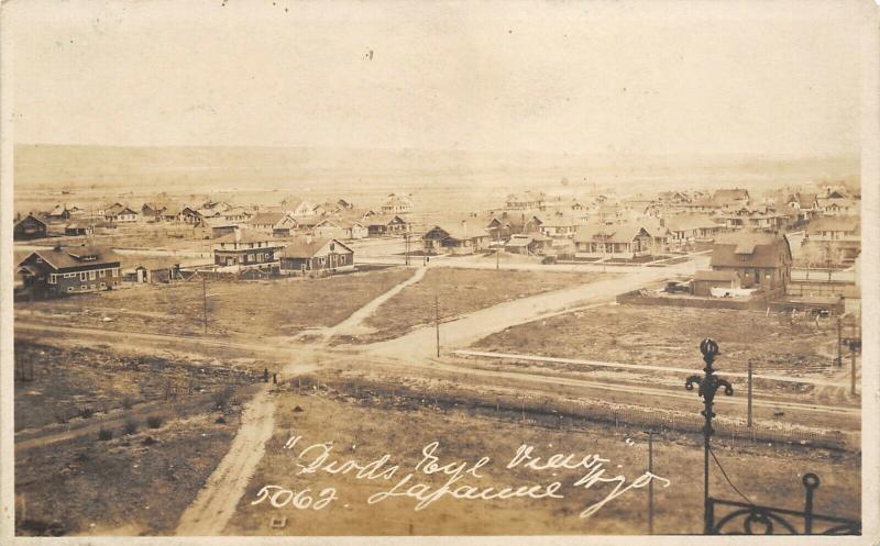 Laramie Wyoming~Birdseye Panorama~Homes~Laundry Line in Backyard~c1918 RPPC 