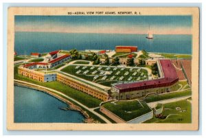 c1940's Aerial View Fort Adams Newport Rhode Island RI WW2 Soldier Mail Postcard 