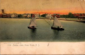 New Jersey Ocean Grove Sailing Onb Fletcher Lake 1905 Rotograph