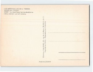 Postcard La nef romane, La basilique Sainte-Madeleine, Vézelay, France