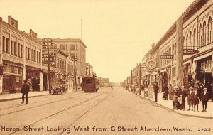 Aberdeen Washington Heron Street Looking West Vintage Postcard KK598