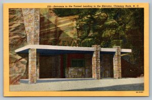 Postcard Entrance to Tunnel Leading To Elevator Chimney Rock North Carolina NC