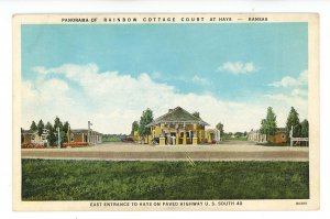 KS - Hays. Rainbow Cottage Court,  Gas Station ca 1933