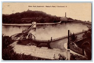 1909 Eden Park Reservoir Baker's Pass Bridge Cincinnati Ohio OH Vintage Postcard