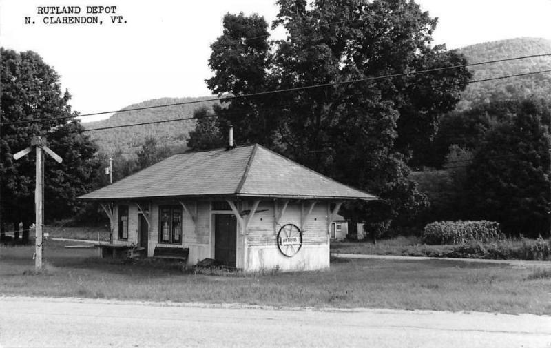 North Clarendon Vermont Rutland train depot real photo pc Z18244