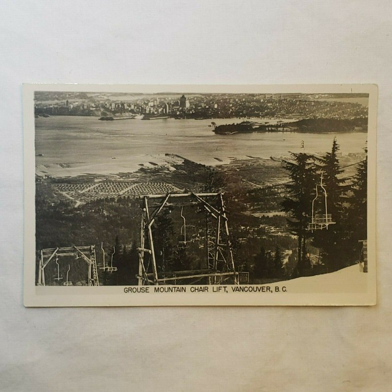 Grouse Mountain Silla Lift Chairlift Skyride Vancouver CB Canada RPPC Postal