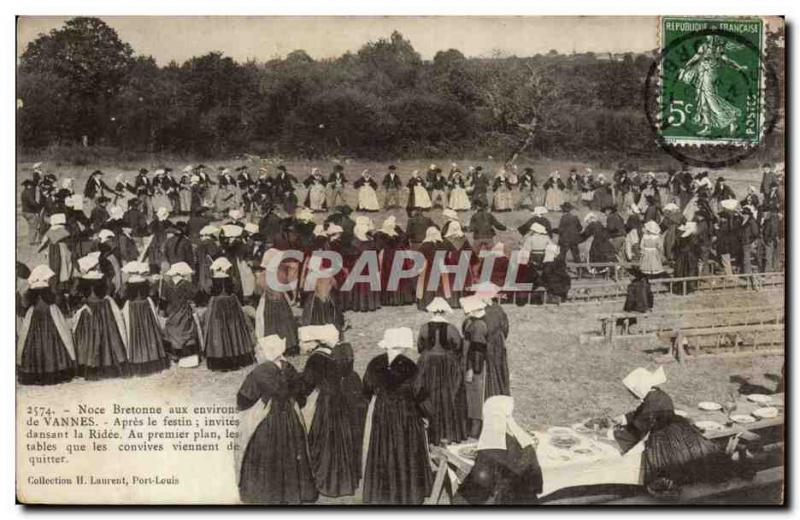 Vannes Old Postcard Breton Noces around Vannes After the feast the guests dan...