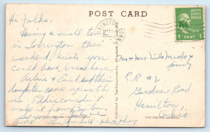 TORRINGTON, Connecticut CT ~ POST OFFICE Litchfield County c1940s  Postcard