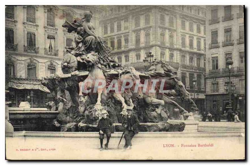 Postcard Old Lyon Fontaine Bartholdi